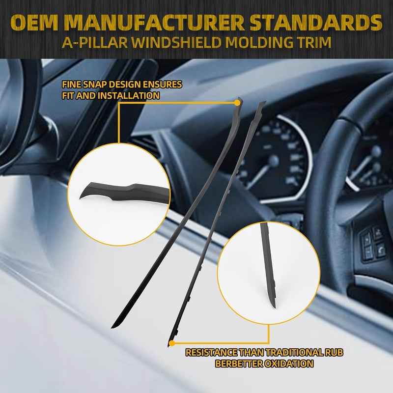 Dasbecan Pair A-Pillar Windshield Molding Trim Panel Compatible with Ford Fiesta 2011-2019 Outer Pillar Trim Molding Replaces# AE8Z5403136A AE8Z5403137B - Image 5